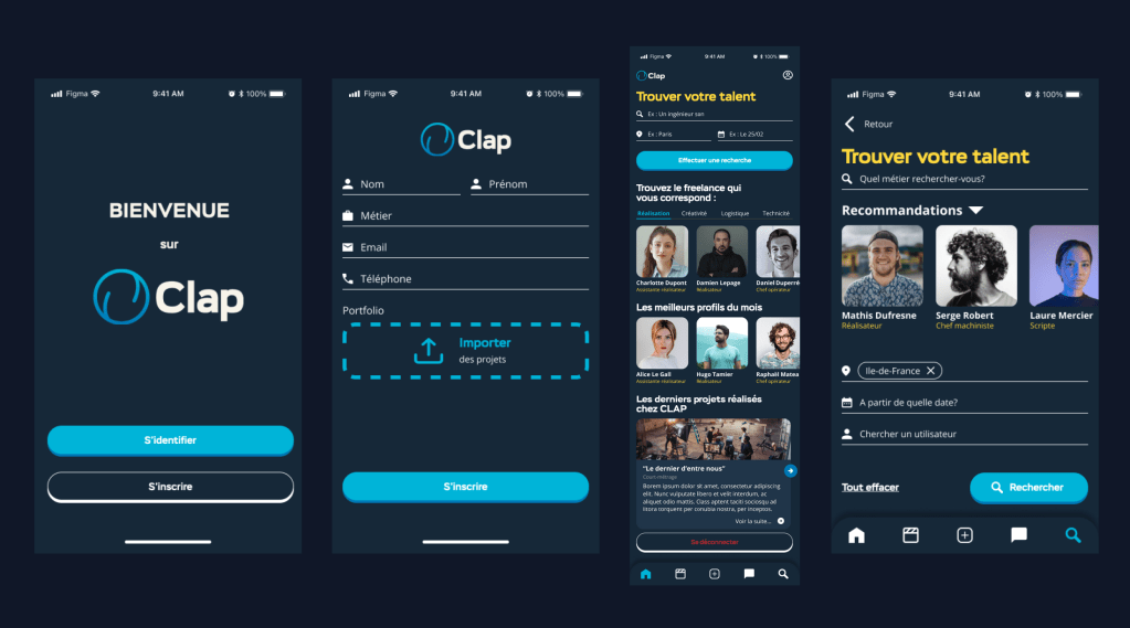 clap - screens